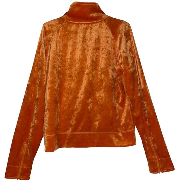 BCBGMaxAzria Vintage Orange Velour Zip Cover Jacket size Large - Picture 11 of 11